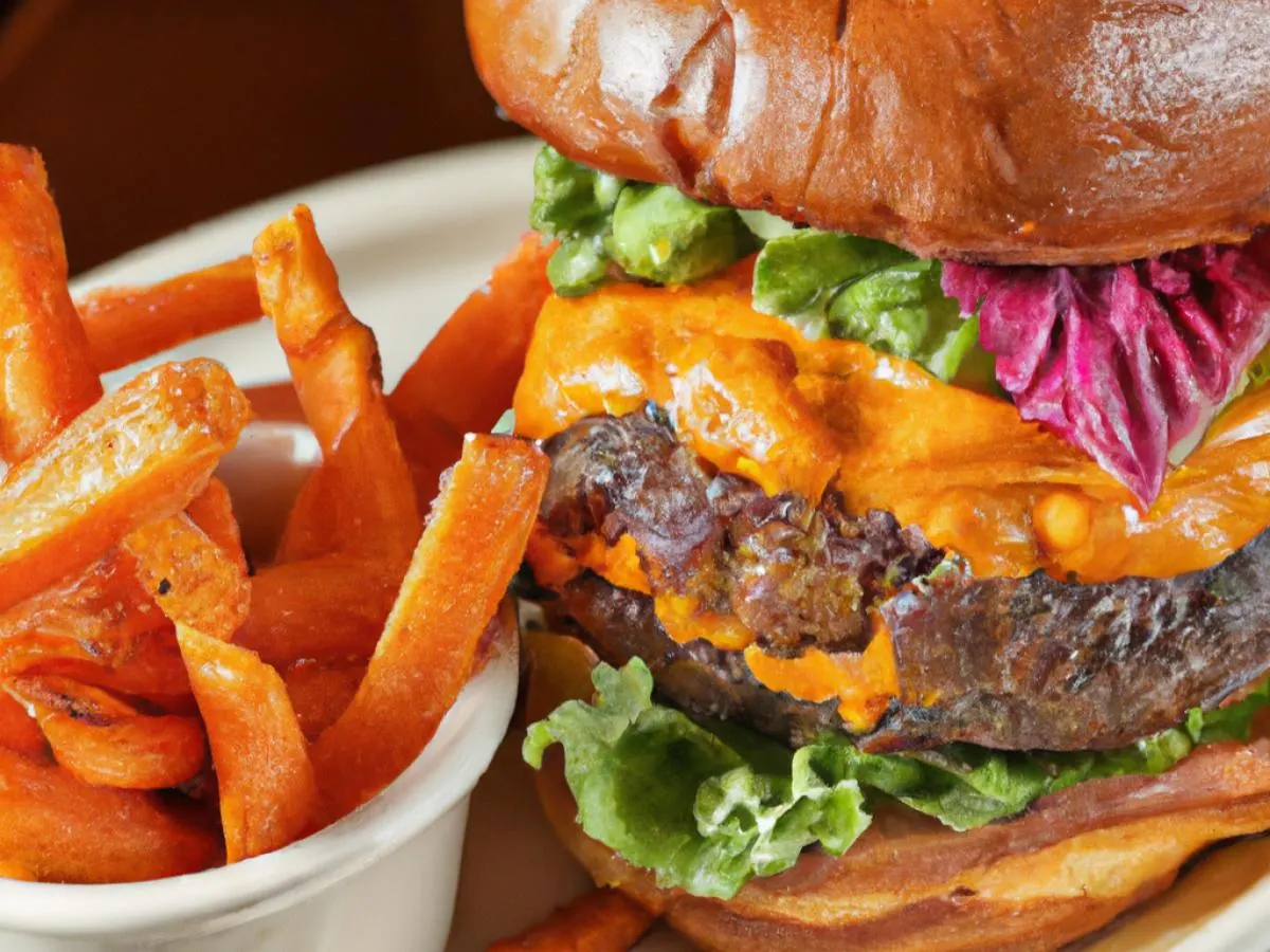 Double Cheeseburger with Sweet Potato Fries Double Cheeseburger with Sweet Potato Fries