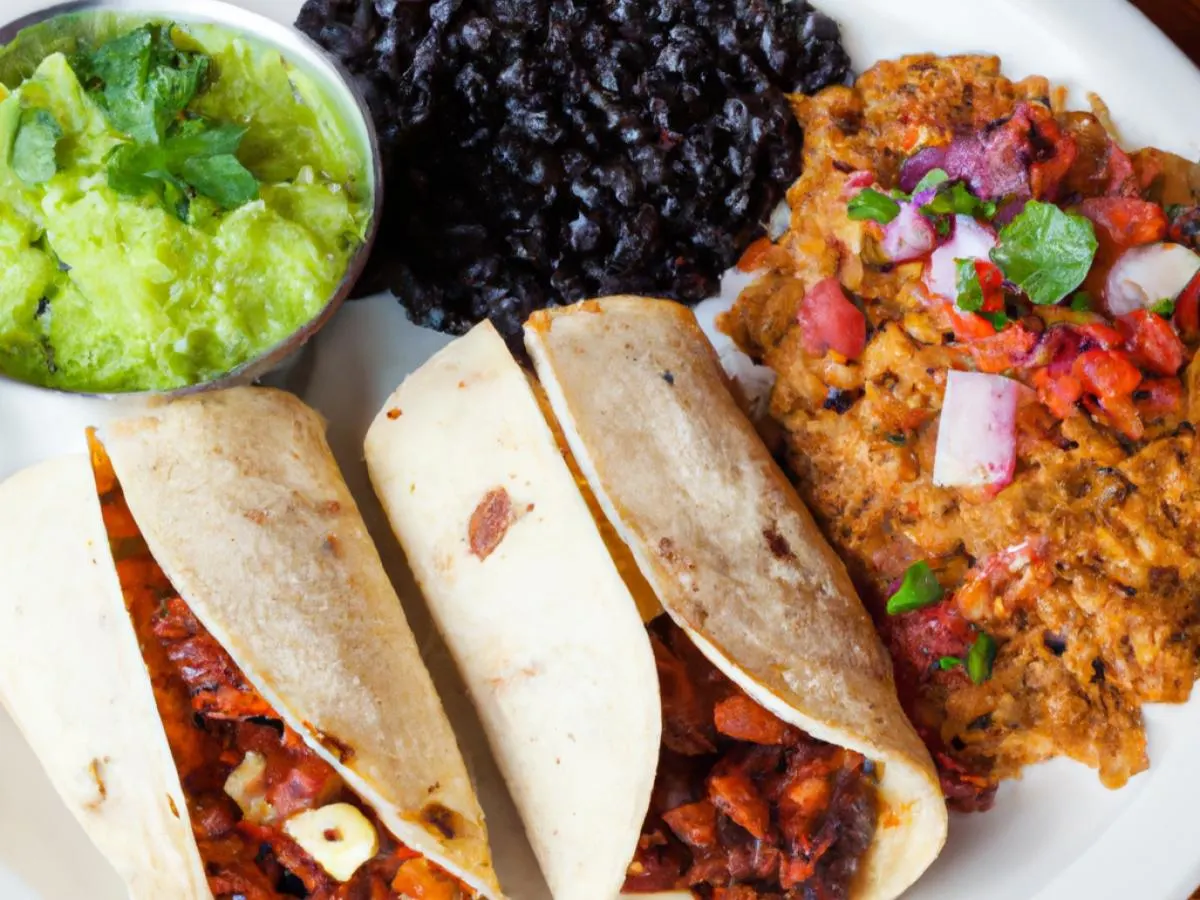 Dual Protein - Veggie Sausage and Grilled Tofu Tacos & Poblano rice Dual Protein - Veggie Sausage and Grilled Tofu Tacos & Poblano rice