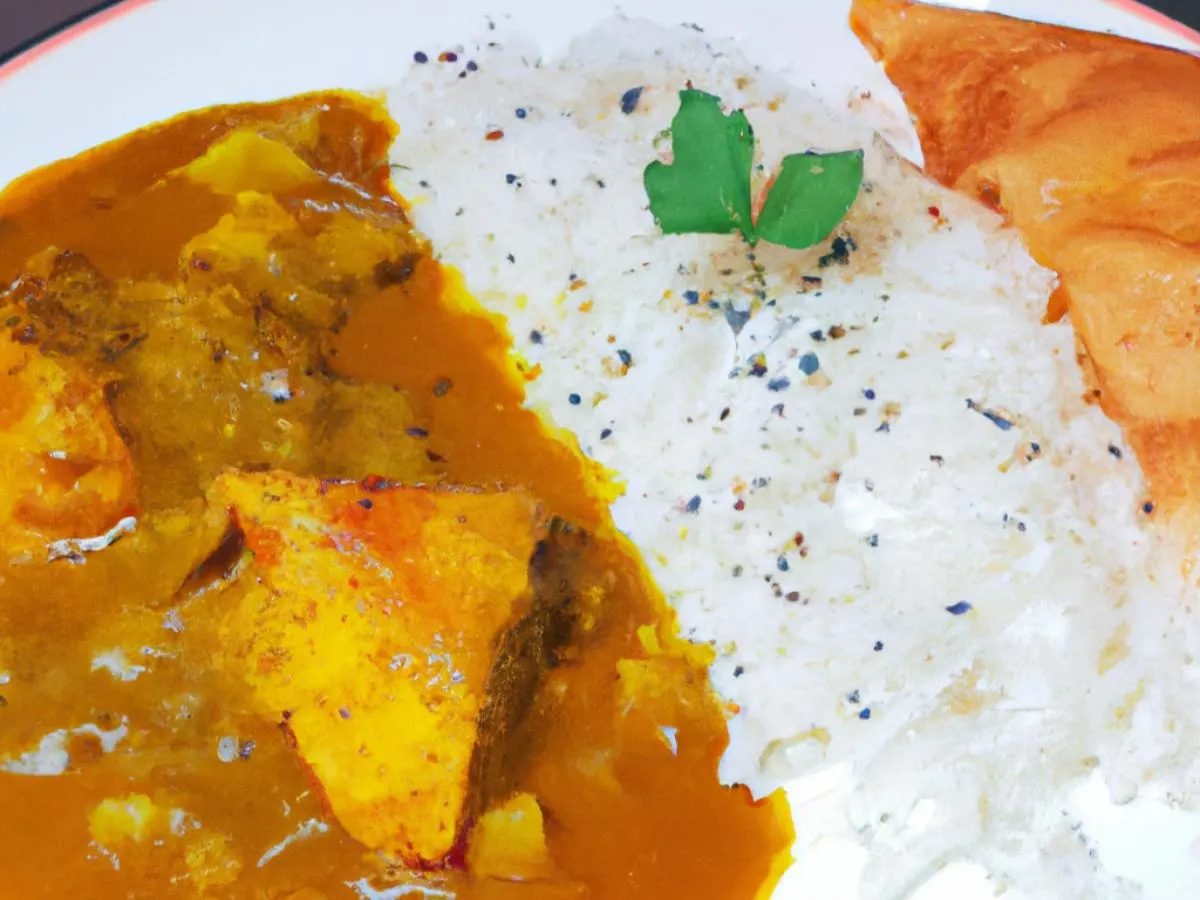 Chicken Curry with Basmati Rice and Vegan Samosa Chicken Curry with Basmati Rice and Vegan Samosa