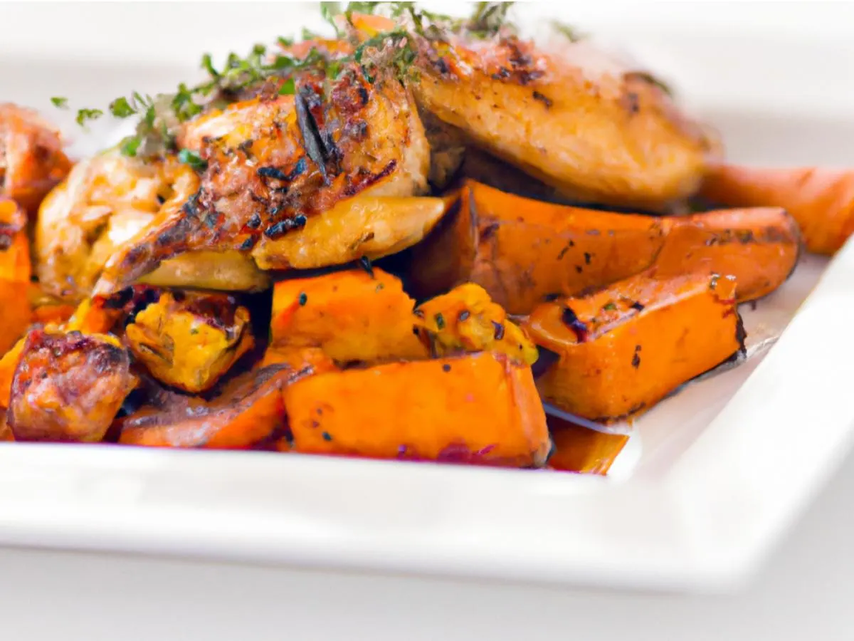 Provencal Style Chicken Served with Roasted Sweet Potato & Roasted Carrots Provencal Style Chicken Served with Roasted Sweet Potato & Roasted Carrots