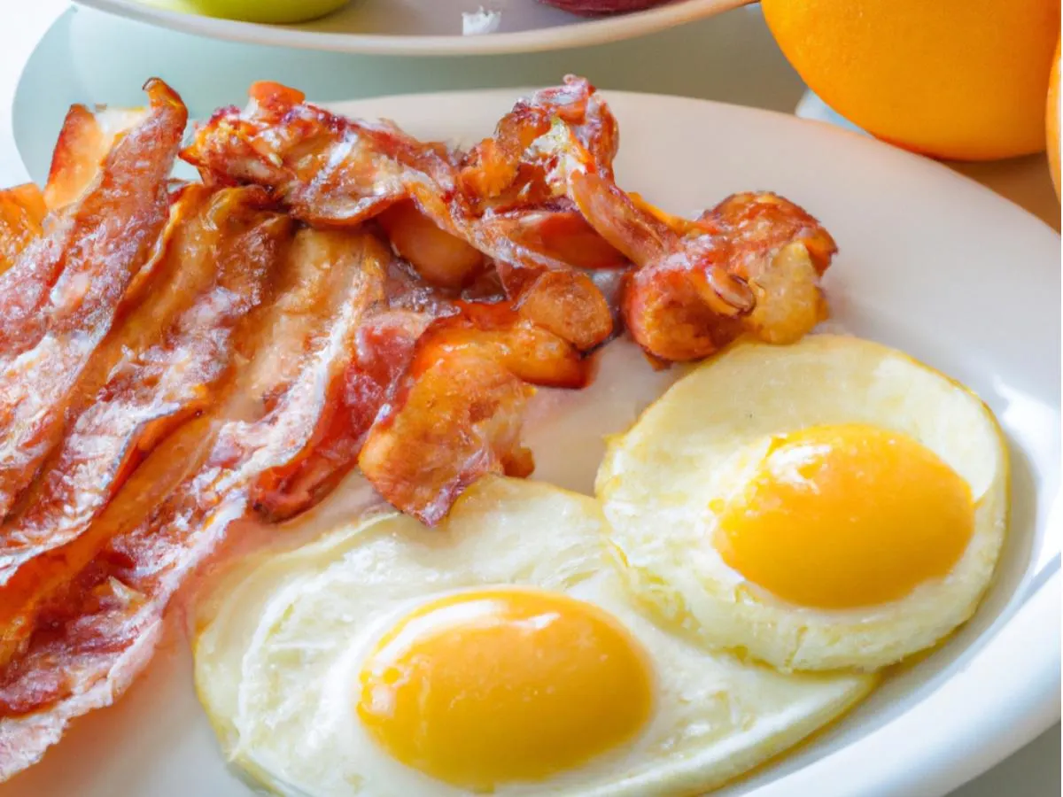 Eggs and Bacon Box with Fruits