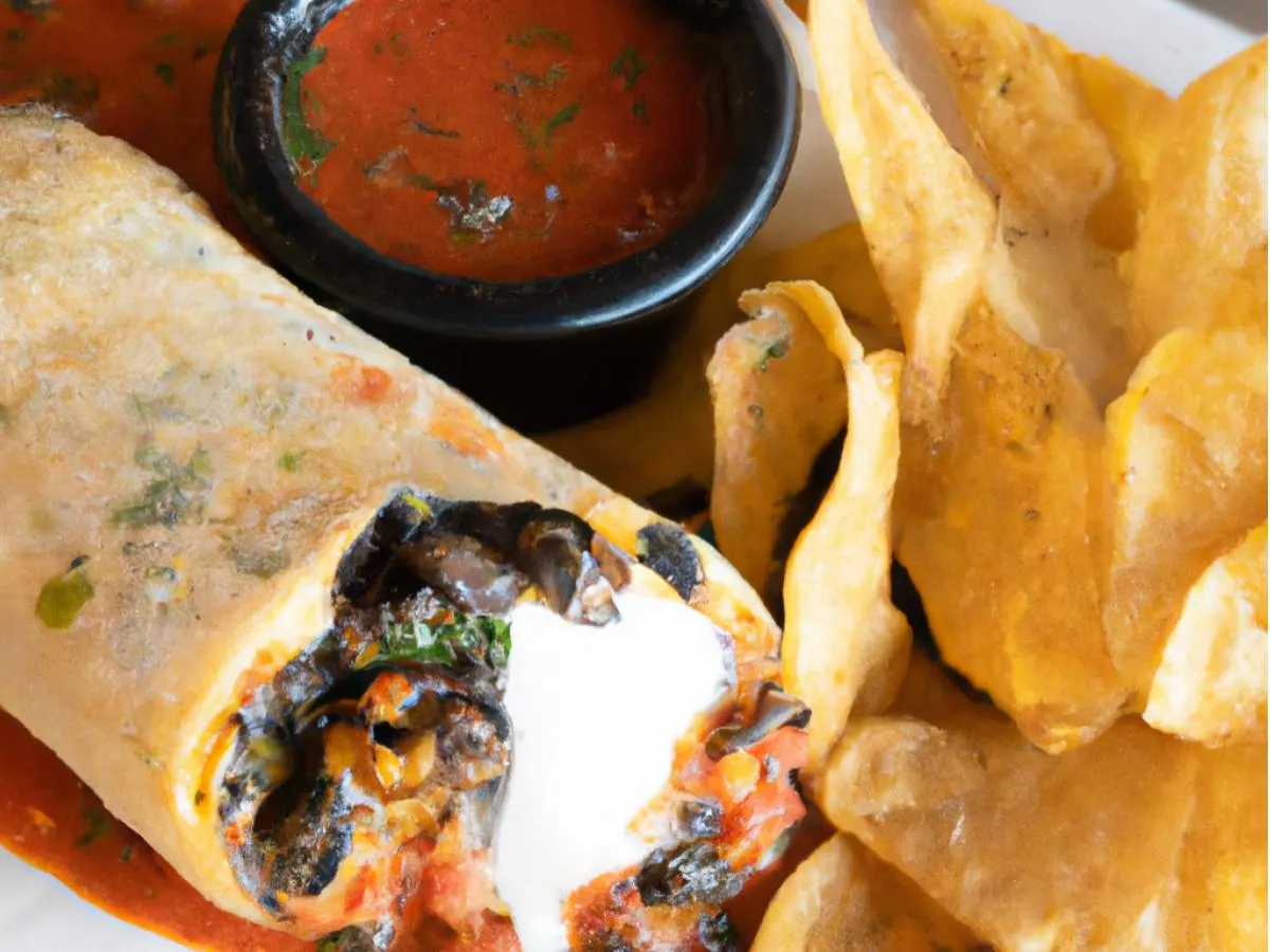 Tio Luis Chile Relleno Burrito With Chips and Salsa Tio Luis Chile Relleno Burrito With Chips and Salsa