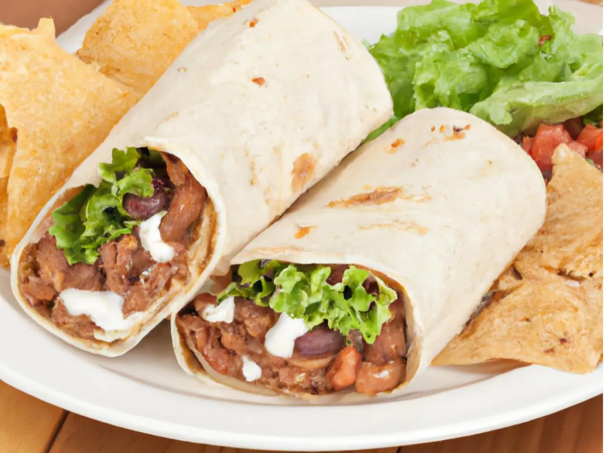 Tio Luis Vegetarian Burrito With Chips and Salsa Tio Luis Vegetarian Burrito With Chips and Salsa