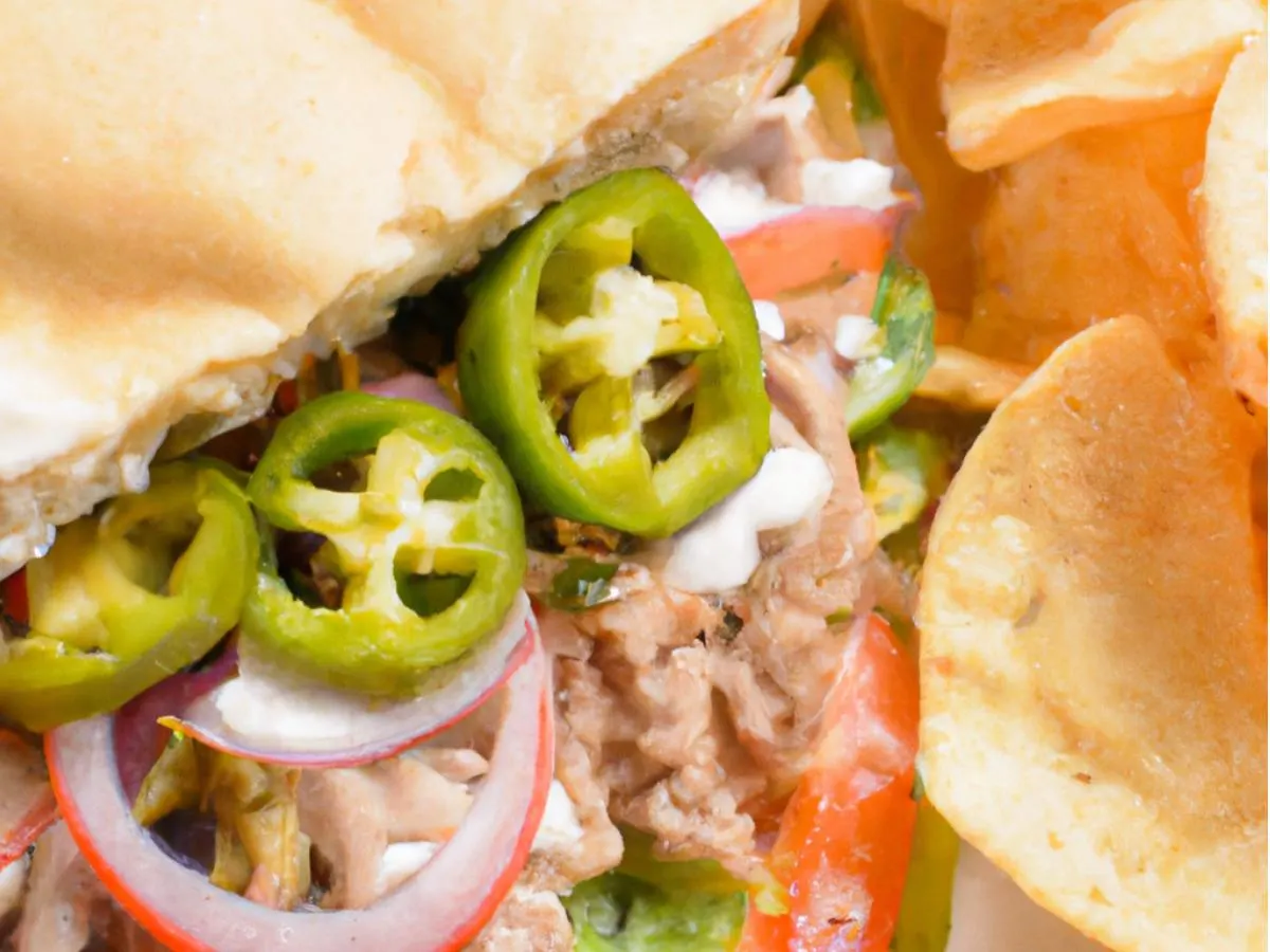 Carnitas Torta With Chips and Salsa Carnitas Torta With Chips and Salsa