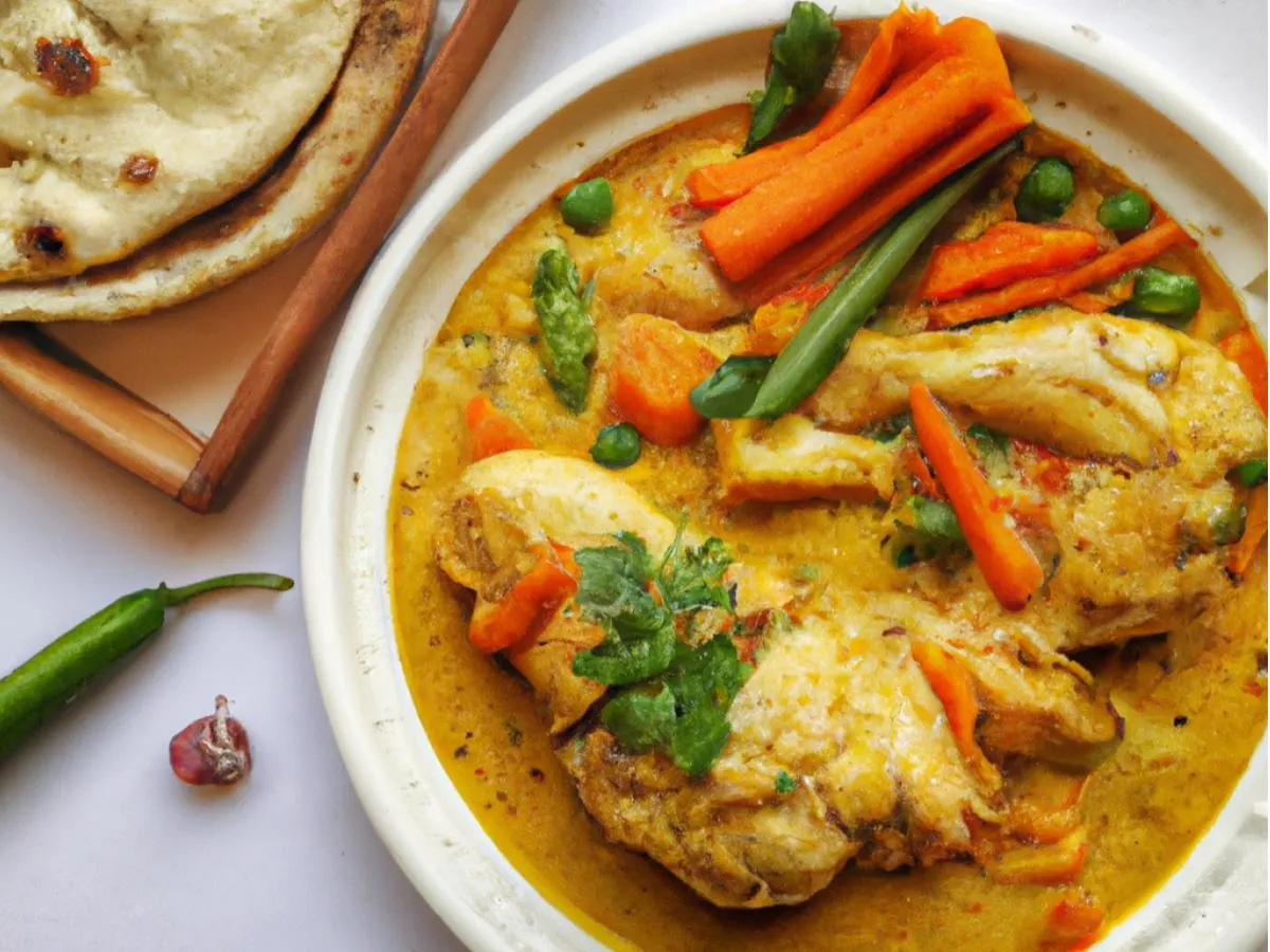 Butter Chicken with Mixed Vegetable Curry and Naan Butter Chicken with Mixed Vegetable Curry and Naan