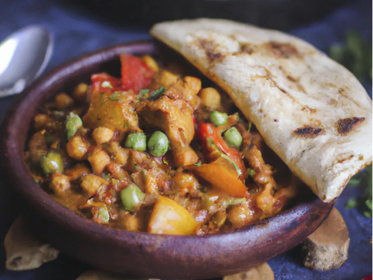 Chana Masala with Mixed Vegetable Curry and Naan Chana Masala with Mixed Vegetable Curry and Naan