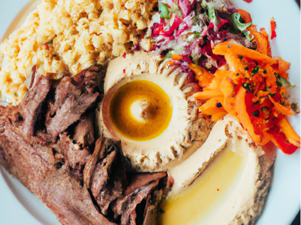 Steak Shawarma With Cous Cous, Medditerannean Salad, Hummus and Pita Steak Shawarma With Cous Cous, Medditerannean Salad, Hummus and Pita