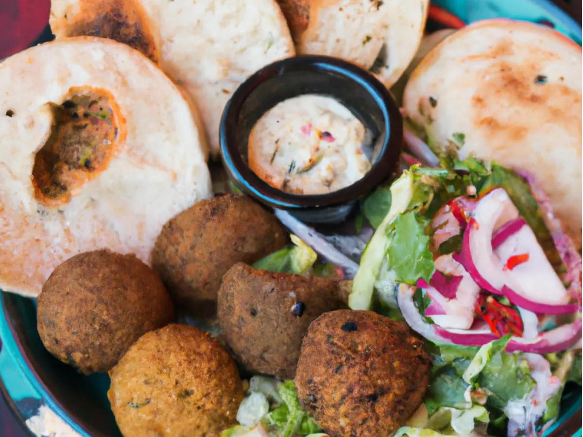 Falafel With Sabich, Medditerannean Salad, Hummus and Pita Falafel With Sabich, Medditerannean Salad, Hummus and Pita