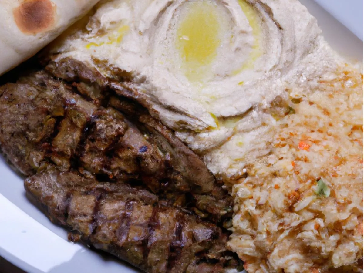 Steak Shawarma With Basmati Rice, Tabouli Salad, Hummus and Pita Steak Shawarma With Basmati Rice, Tabouli Salad, Hummus and Pita
