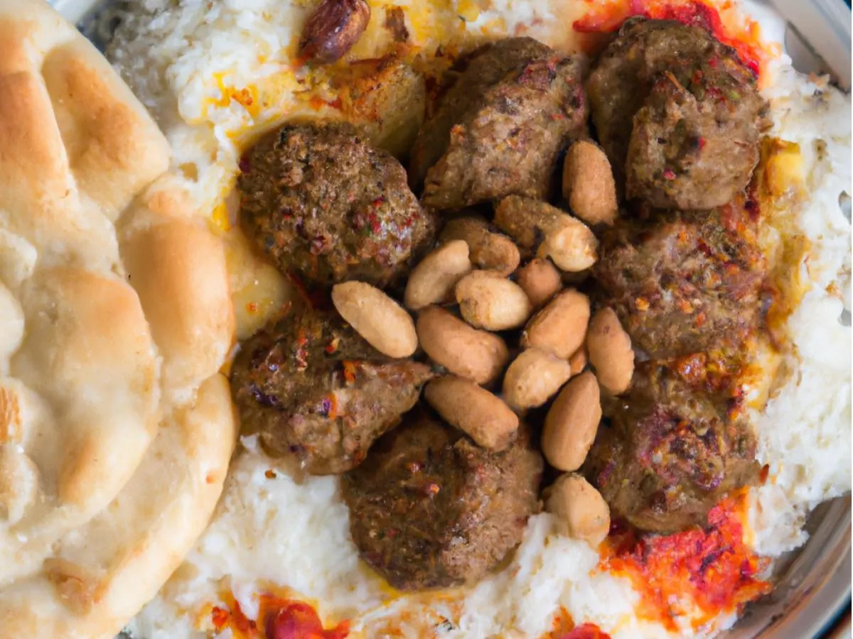Turkish Meatballs with Almonds With Basmati Rice, Tabouli Salad, Hummus and Pita Turkish Meatballs with Almonds With Basmati Rice, Tabouli Salad, Hummus and Pita