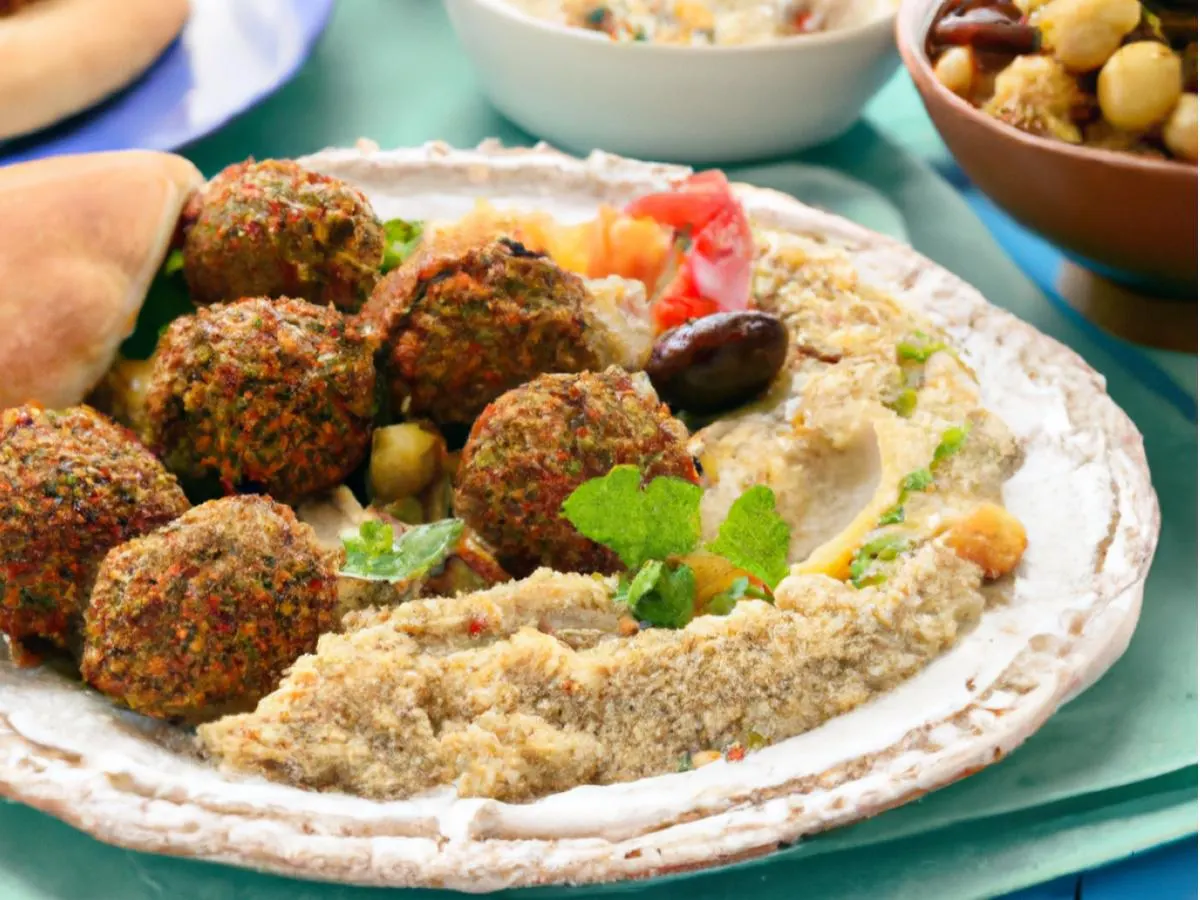 Falafel With Couscous, Baba Ghanouj, Hummus and Pita Falafel With Couscous, Baba Ghanouj, Hummus and Pita