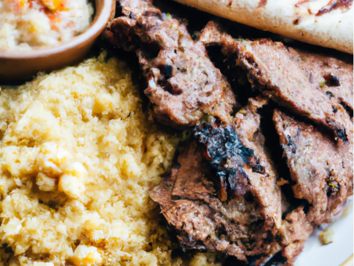Steak Shawarma With Couscous, Baba Ghanouj, Hummus and Pita Steak Shawarma With Couscous, Baba Ghanouj, Hummus and Pita