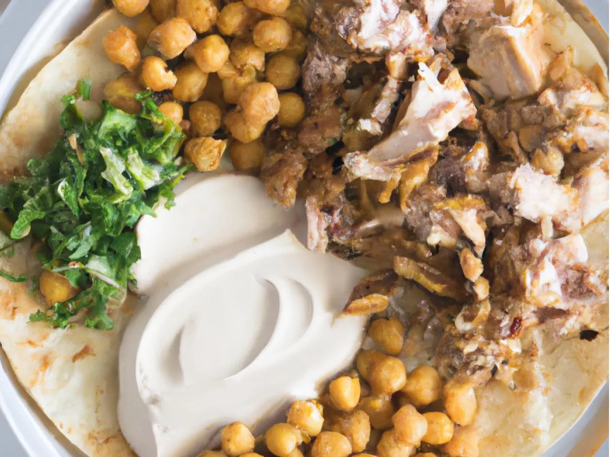 Chicken Shawarma With Sabich, Chickpea Salad, Persian Yogurt and Pita Chicken Shawarma With Sabich, Chickpea Salad, Persian Yogurt and Pita