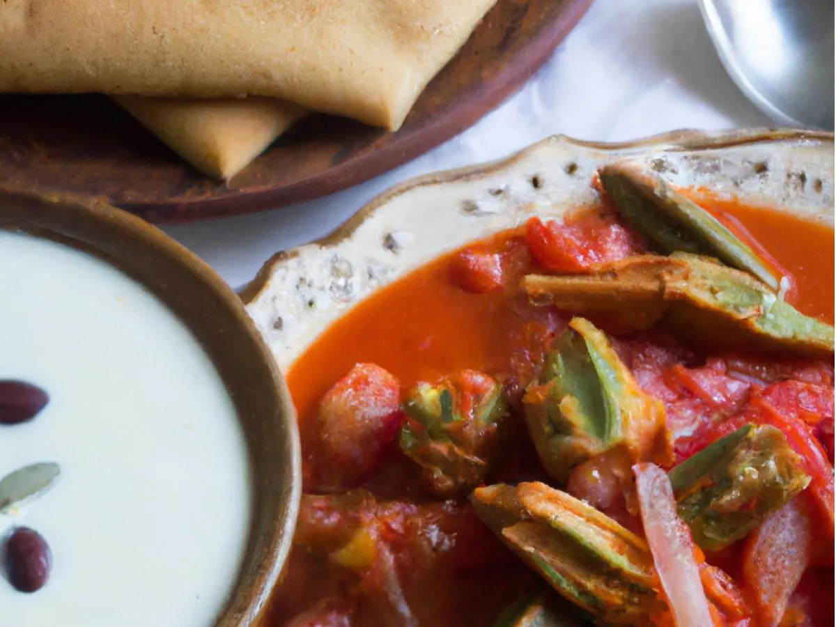 Okra Stew with Almonds With Sabich, Chickpea Salad, Persian Yogurt and Pita Okra Stew with Almonds With Sabich, Chickpea Salad, Persian Yogurt and Pita