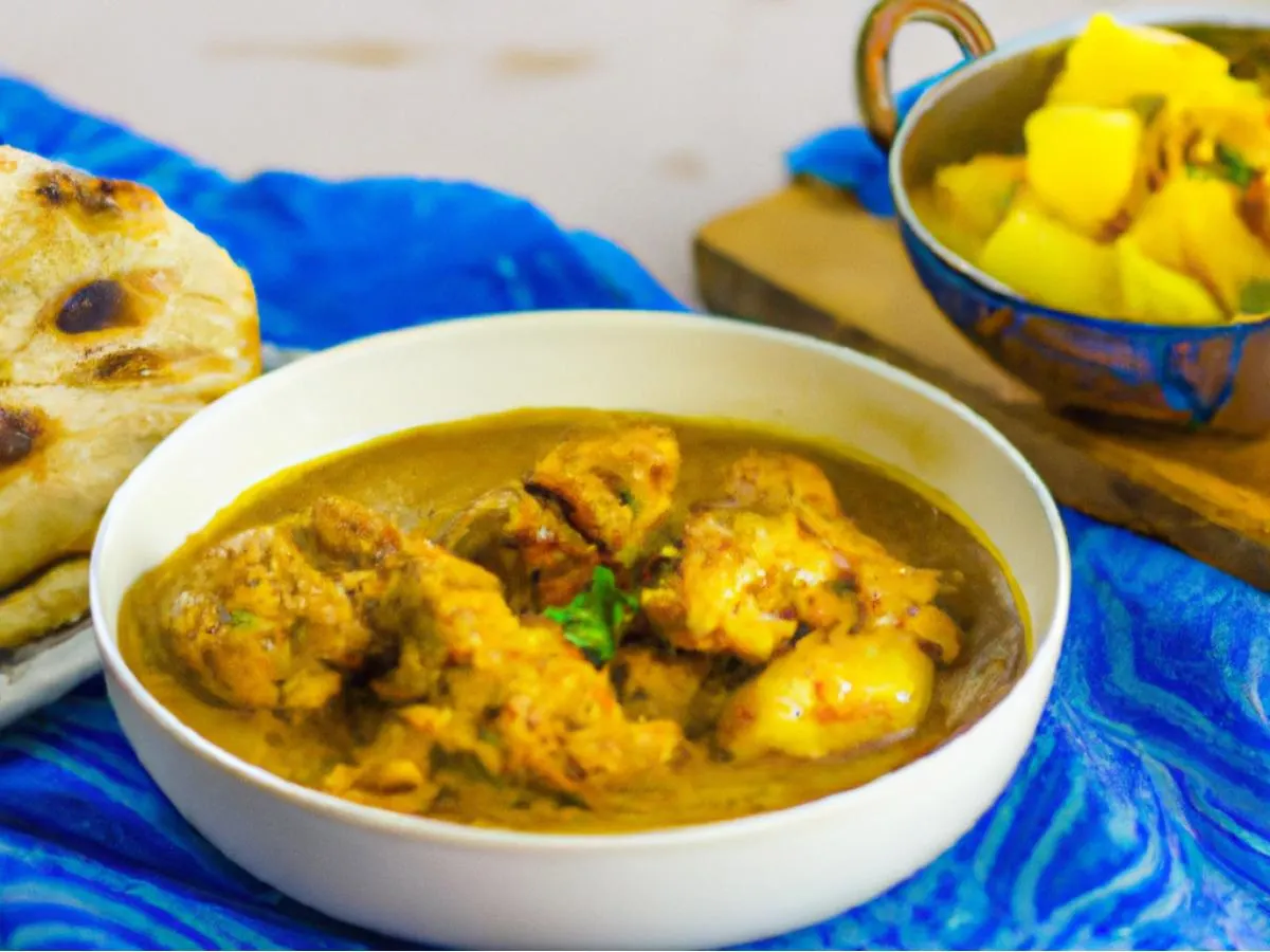 Achari Chicken Curry with Aloo Gobi and Naan Achari Chicken Curry with Aloo Gobi and Naan