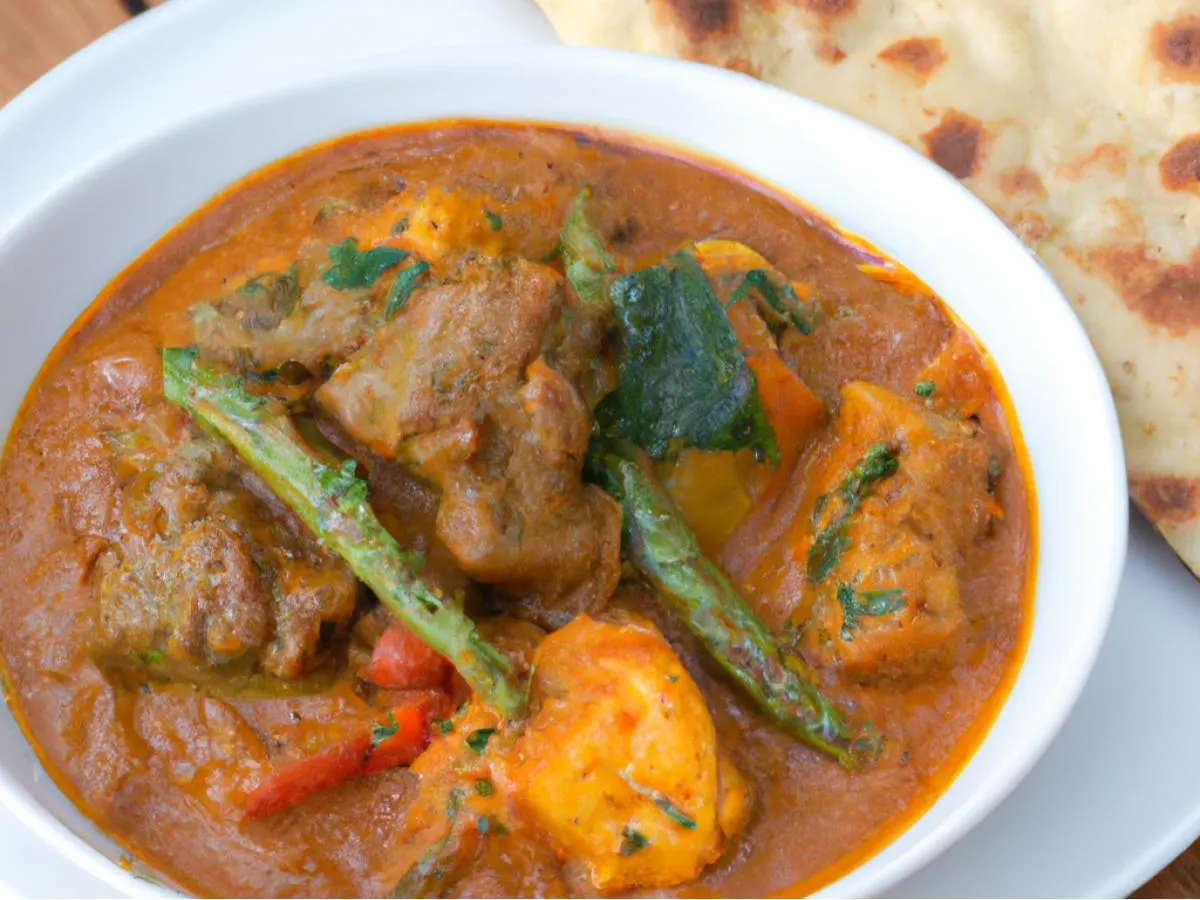 Lamb Curry with Mixed Vegetable Curry and Naan Lamb Curry with Mixed Vegetable Curry and Naan