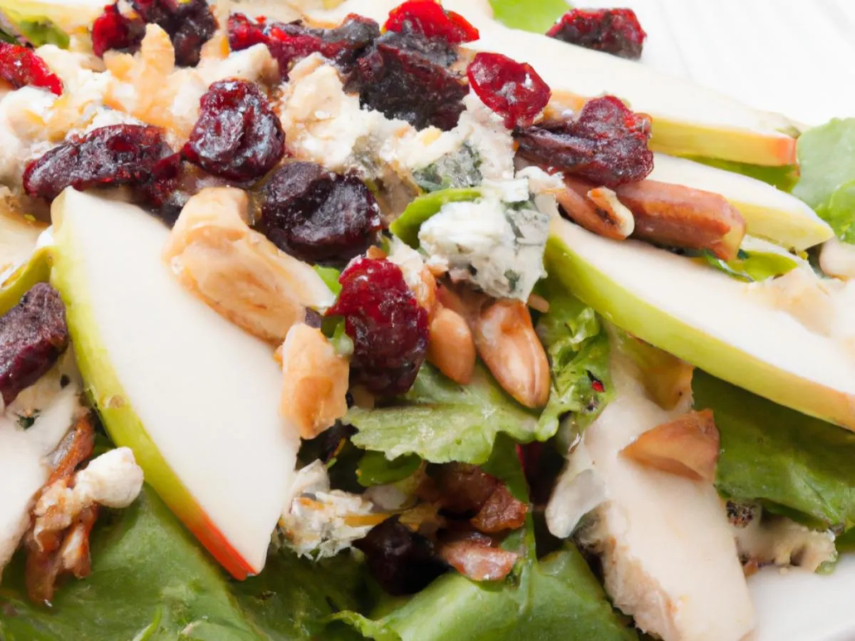 Cran-Apple with Blue Cheese Salad with Bread and Chocolate Chip Cookie