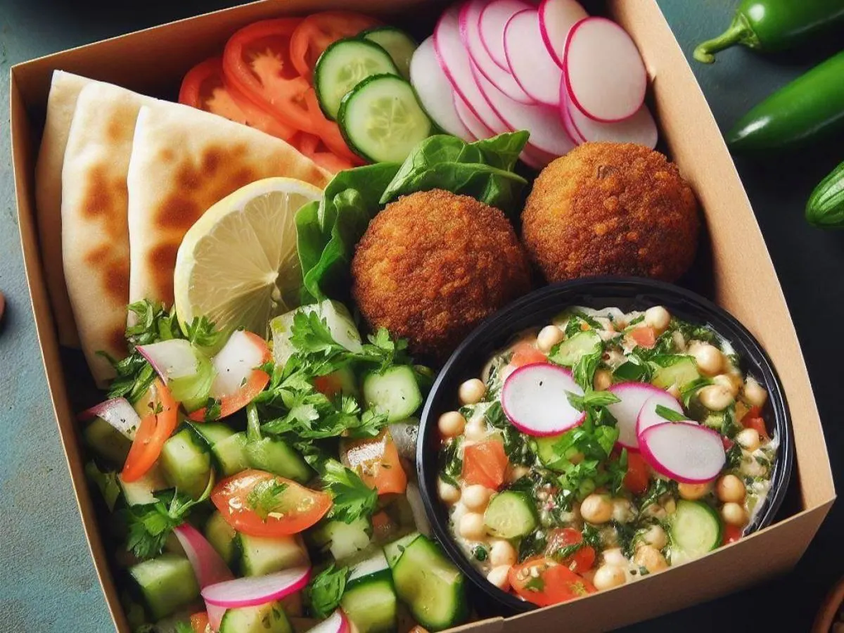 Falafel with Mediterranean Salad and Tabouli Salad Falafel with Mediterranean Salad and Tabouli Salad
