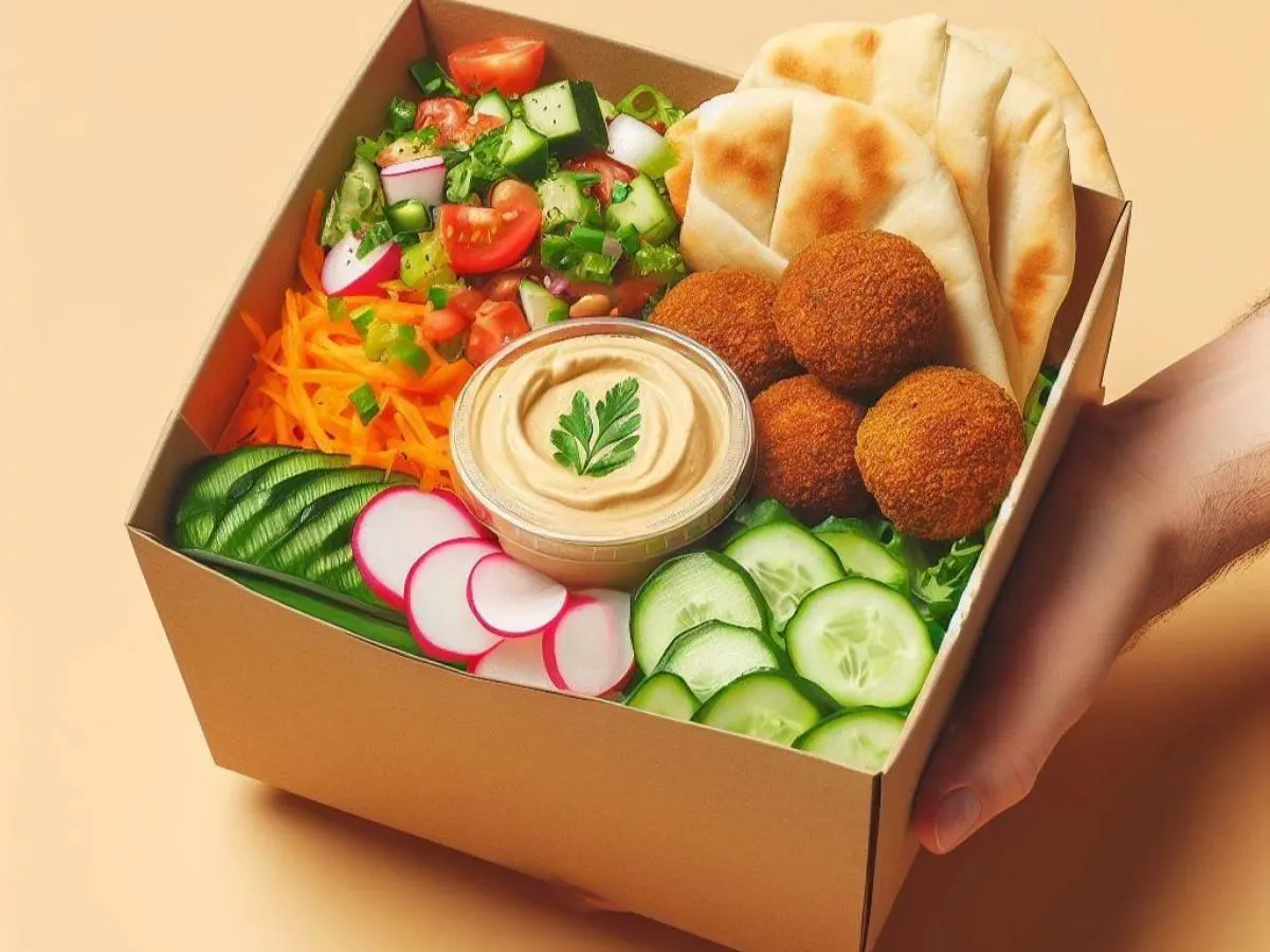 Falafel with Mediterranean Salad and Hummus Falafel with Mediterranean Salad and Hummus