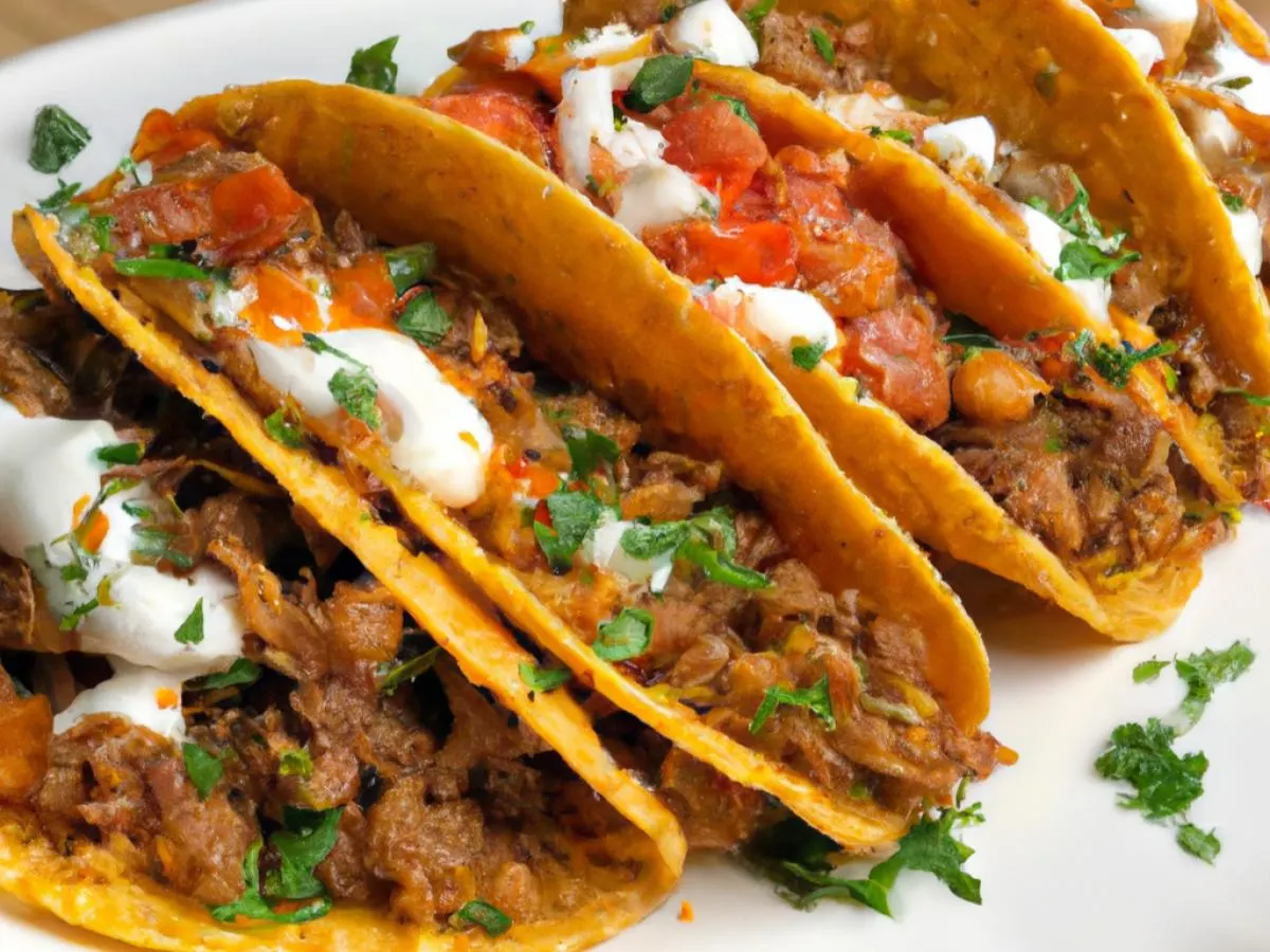 3 Ground Beef Corn Tortilla Tacos with Mexican Rice, Spicy Corn Salsa, and Chipotle Mayo 3 Ground Beef Corn Tortilla Tacos with Mexican Rice, Spicy Corn Salsa, and Chipotle Mayo