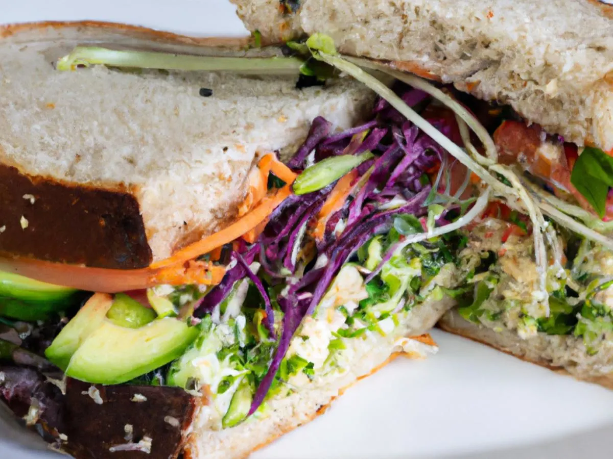 Vegan Veggie Sandwich with Mixed Greens Side Salad (No Cheese) Entree Box Vegan Veggie Sandwich with Mixed Greens Side Salad (No Cheese) Entree Box