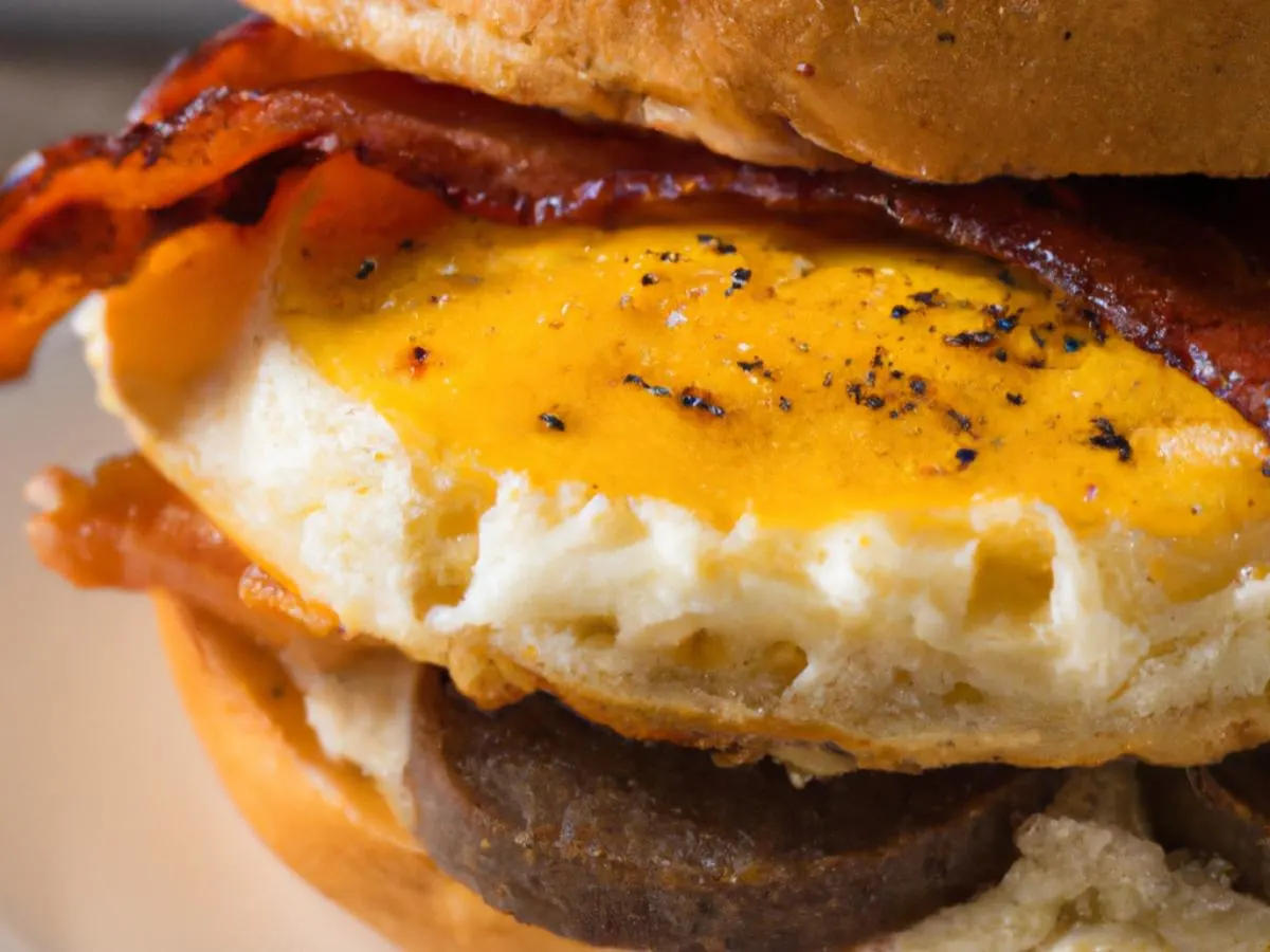 Bacon, Egg and Sausage Sandwich (Boxed) Bacon, Egg and Sausage Sandwich (Boxed)