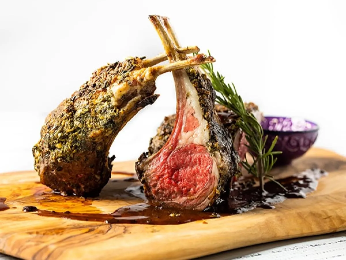 Rosemary Crusted Lamb Chops with Mint Sauce