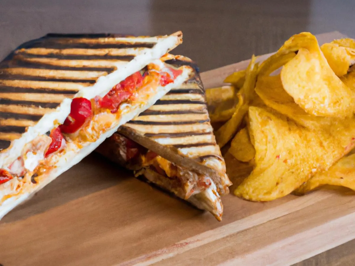 Chicken & Roasted Red Pepper Panini with Chips
