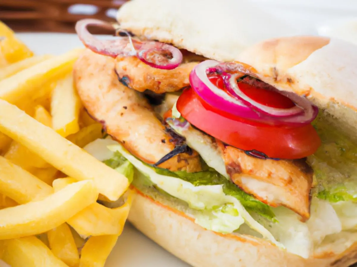 Grilled Chicken Sandwich with French Fries