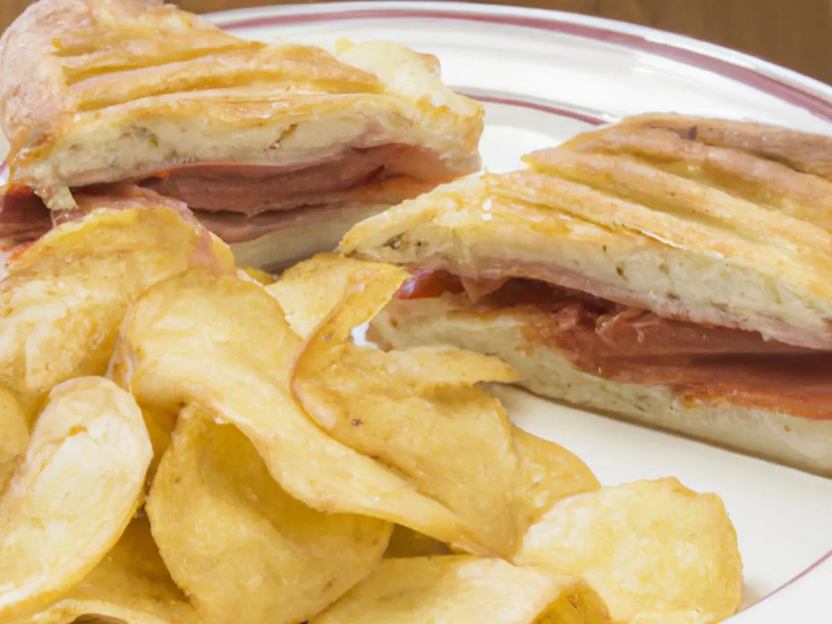 Italian Ham & Provolone Panini with Chips.
