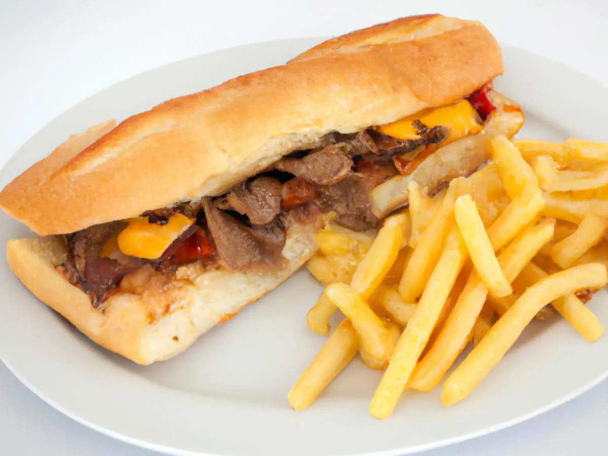 Cheesy Beef Sandwich with Fries