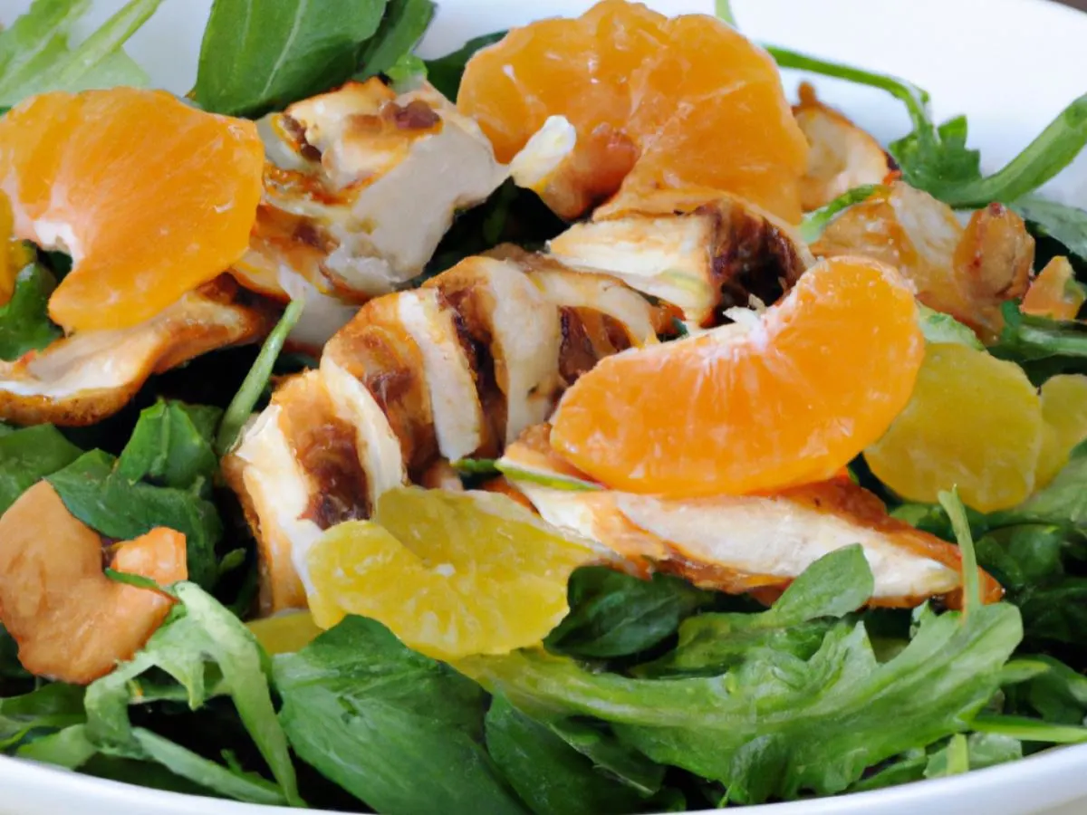 Dairy-Free Citrus Arugula Entree Salad with Grilled Chicken & Orange Vinaigrette Dairy-Free Citrus Arugula Entree Salad with Grilled Chicken & Orange Vinaigrette