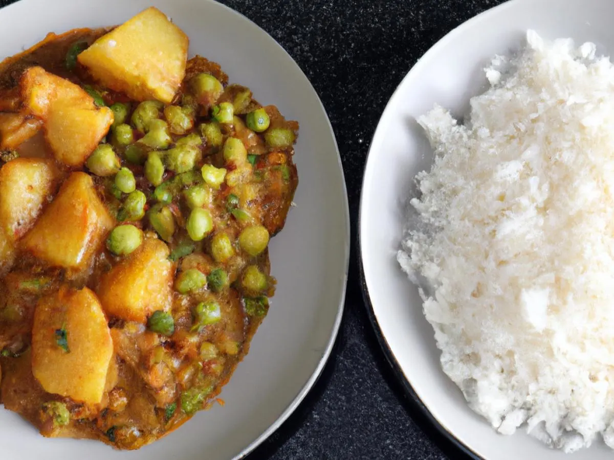 Channa Masala and Alu Matar With Rice