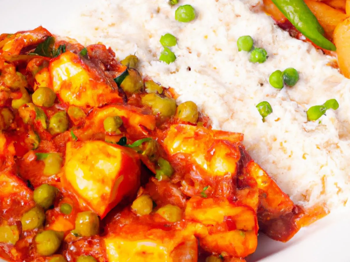 Matar Paneer With Alu Matar and Rice