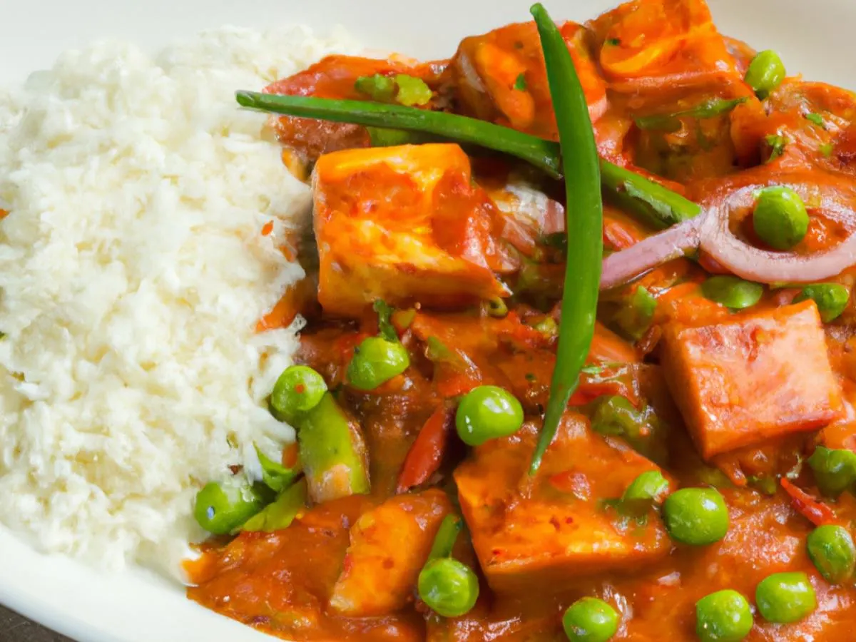 Matar Paneer With Vegetable Vindaloo and Rice