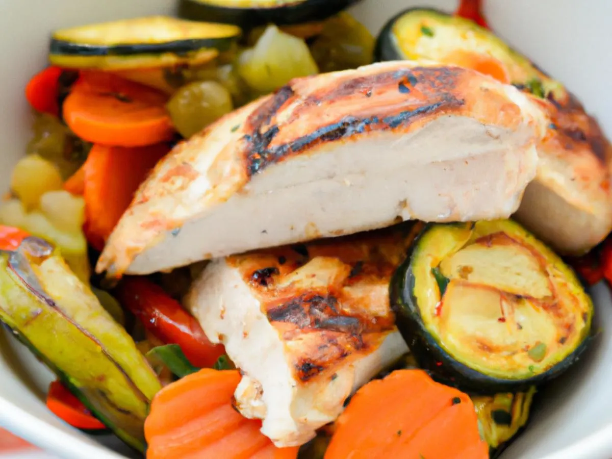 [Special Diet] Grilled Chicken with Steamed Vegetables (Olive Oil Only)