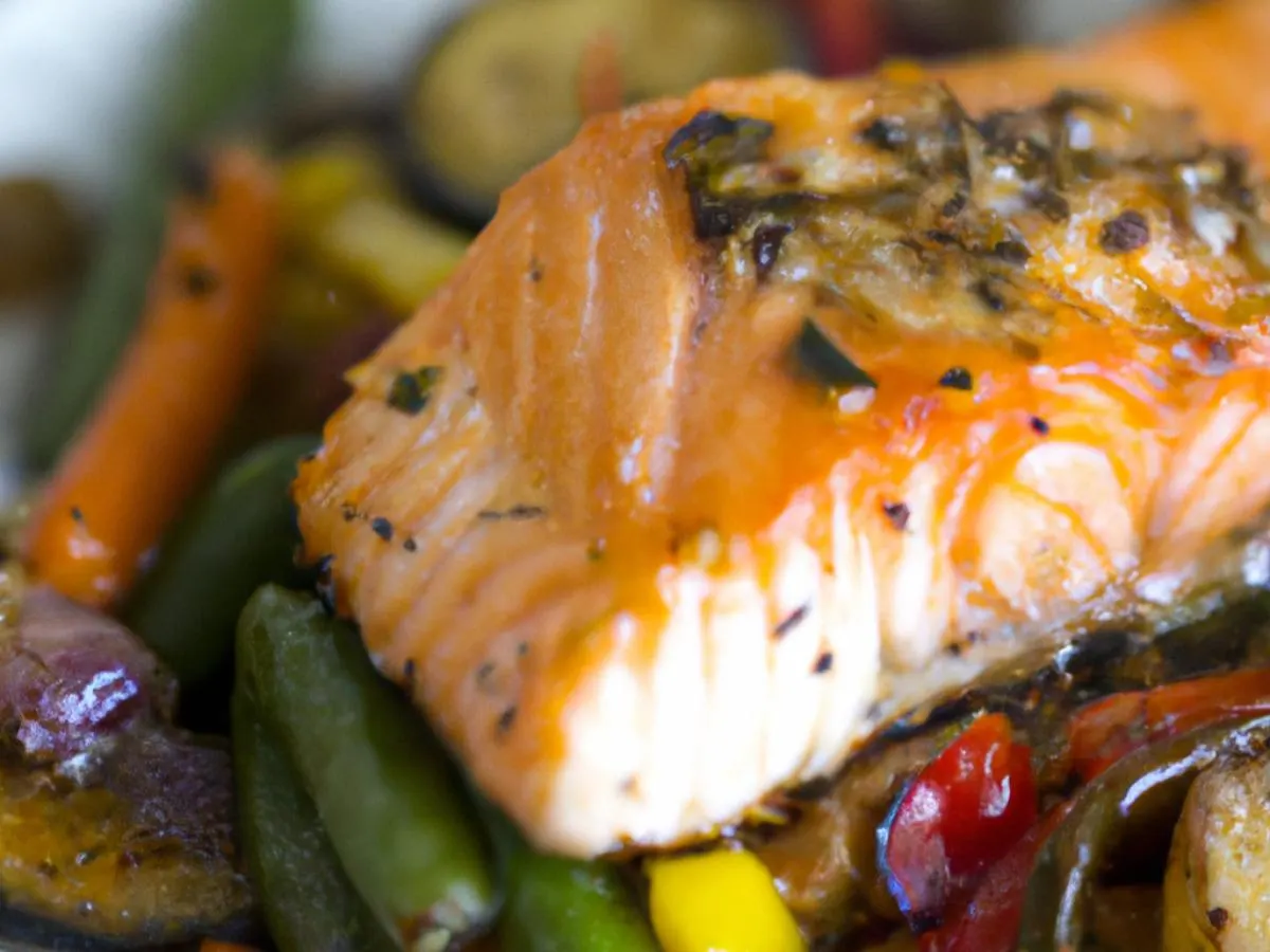 [Special Diet] Grilled Salmon with Roasted Vegetables (Olive Oil Only)