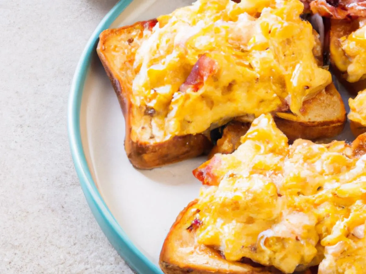 Scrambled Bacon Open Face Toast Scrambled Bacon Open Face Toast