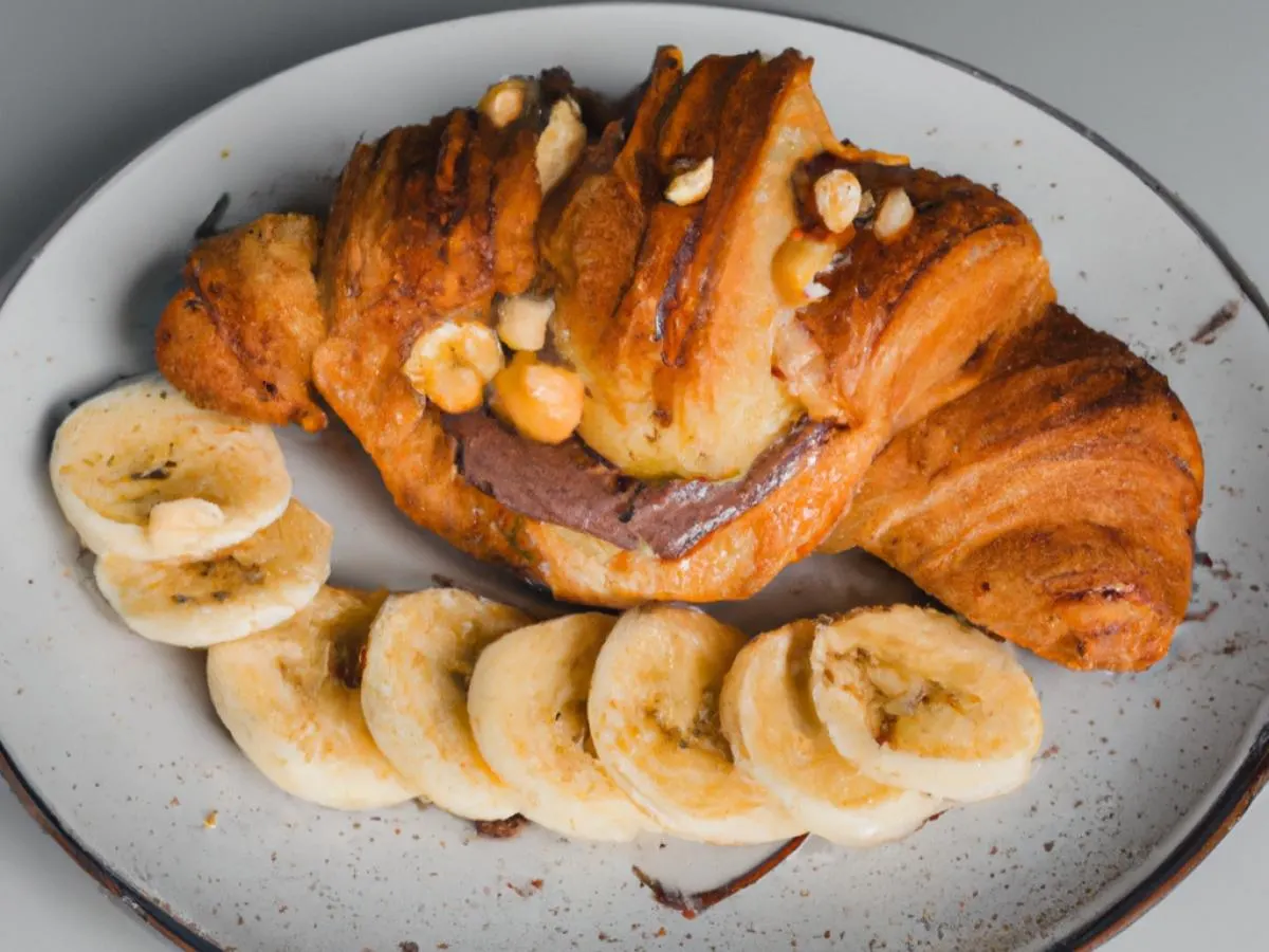 Fresh Baked Croissant with Hazelnut Spread and Banana Fresh Baked Croissant with Hazelnut Spread and Banana