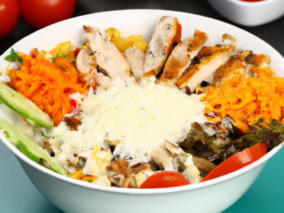 Chicken Shawarma Bowl with Hot Sauce and Baba Ghanoush Chicken Shawarma Bowl with Hot Sauce and Baba Ghanoush