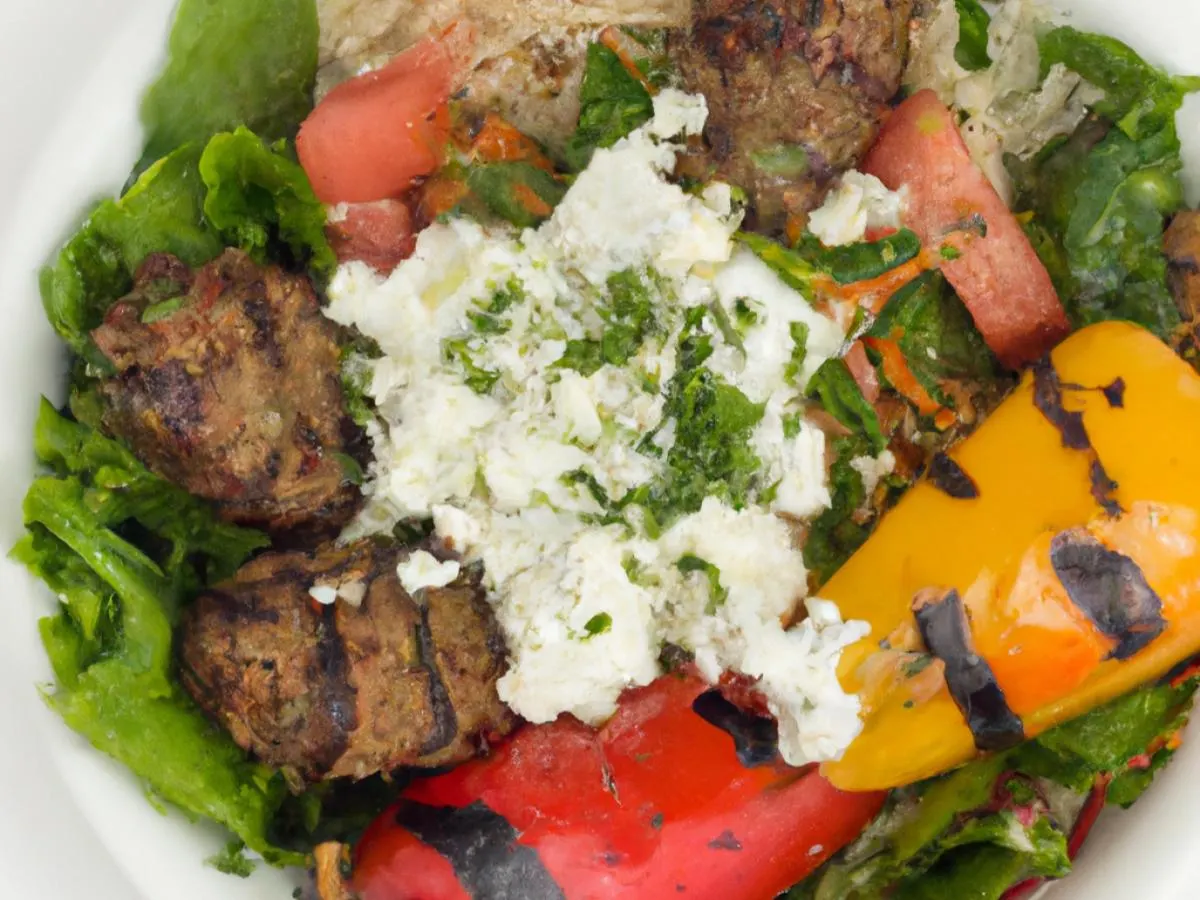 Kofta Kabob Bowl with Garlic Sauce and Hummus Kofta Kabob Bowl with Garlic Sauce and Hummus