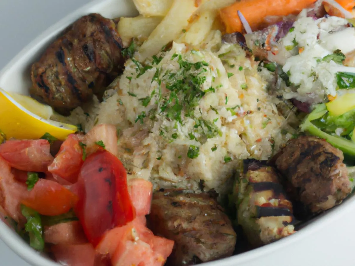 Kofta Kabob Bowl with Tahini Sauce and Hummus Kofta Kabob Bowl with Tahini Sauce and Hummus