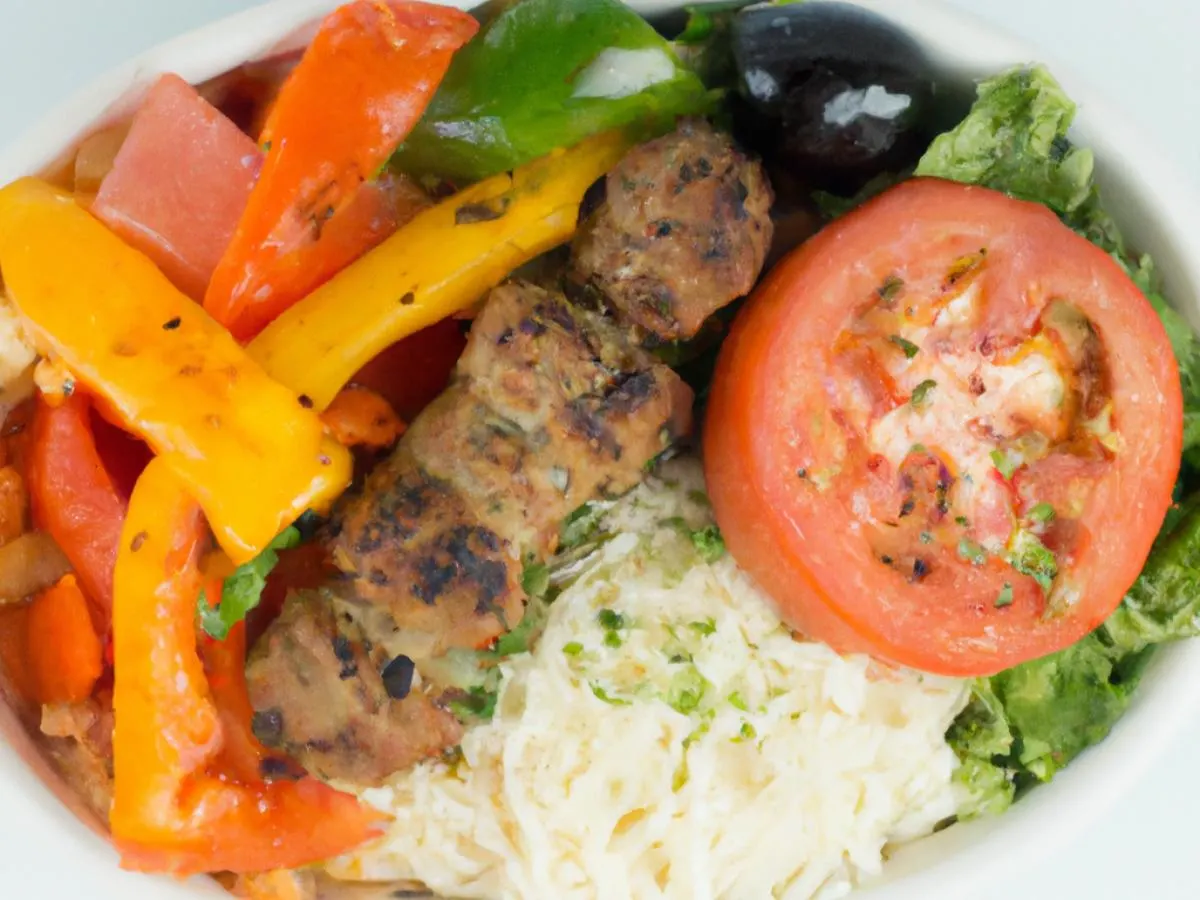 Kofta Kabob Bowl with with Tzatziki Sauce and Hummus Kofta Kabob Bowl with with Tzatziki Sauce and Hummus