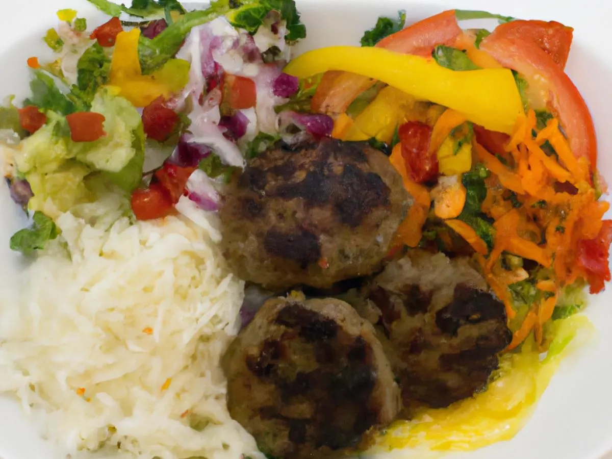 Kofta Kabob Bowl with with Hot Sauce and Hummus Kofta Kabob Bowl with with Hot Sauce and Hummus