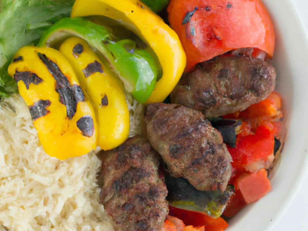 Kofta Kabob Bowl with Tahini Sauce and Baba Ghanoush Kofta Kabob Bowl with Tahini Sauce and Baba Ghanoush