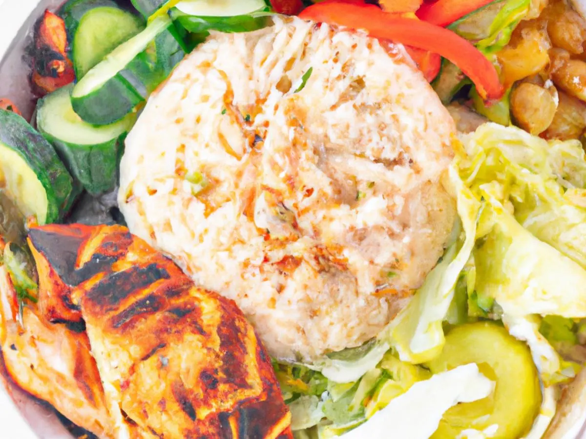 Grilled Boneless Chicken Thighs Bowl with with Tzatziki Sauce and Hummus Grilled Boneless Chicken Thighs Bowl with with Tzatziki Sauce and Hummus