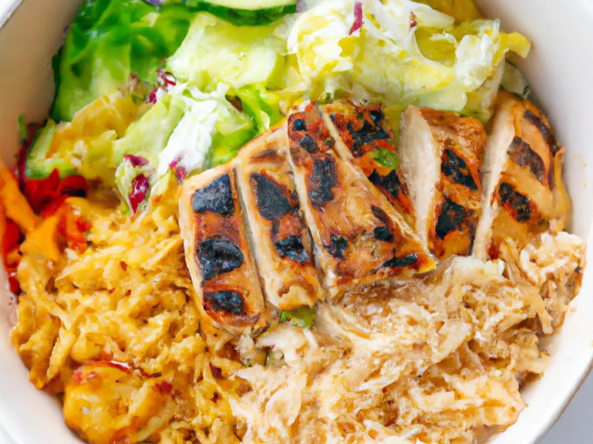 Grilled Boneless Chicken Thighs Bowl with Garlic Sauce and Baba Ghanoush Grilled Boneless Chicken Thighs Bowl with Garlic Sauce and Baba Ghanoush