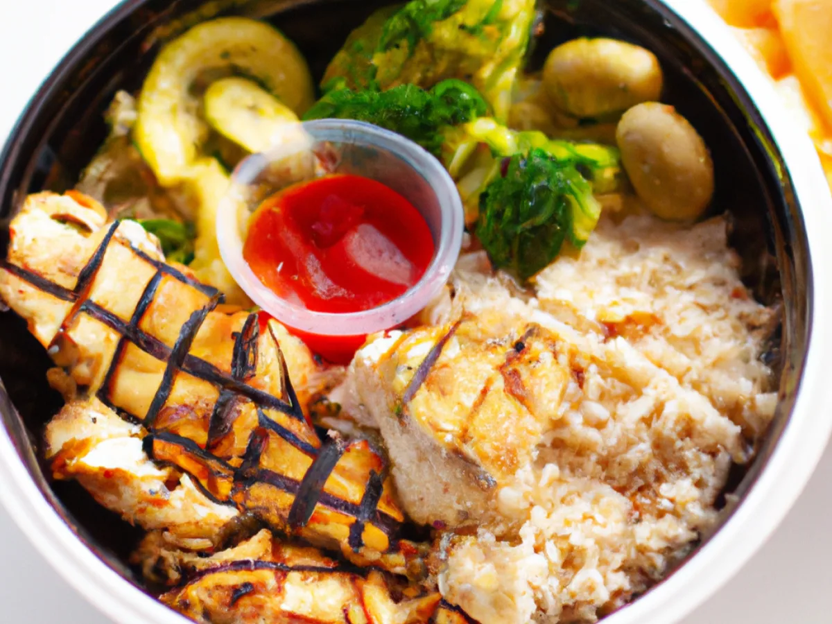Grilled Boneless Chicken Thighs Bowl with with Hot Sauce and Baba Ghanoush Grilled Boneless Chicken Thighs Bowl with with Hot Sauce and Baba Ghanoush