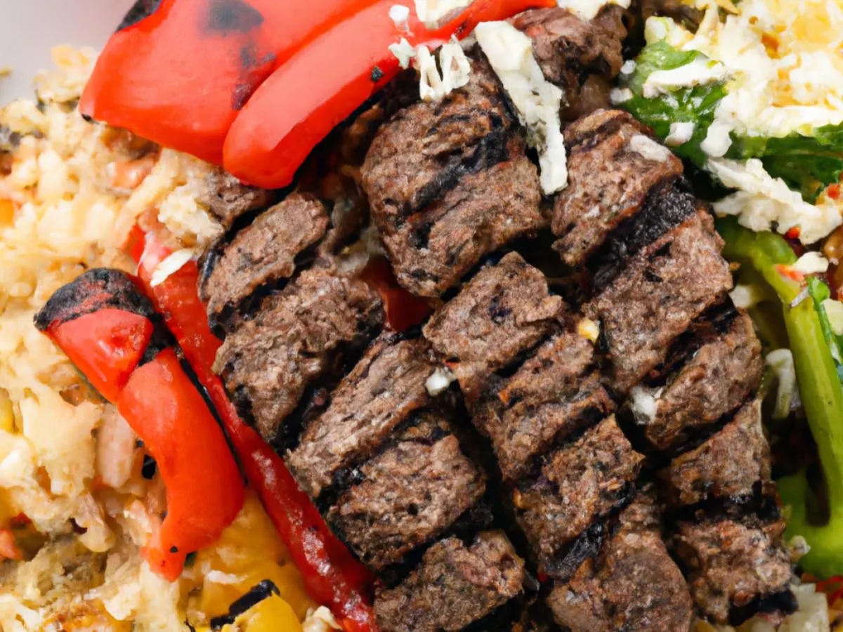 Beef Kabob Bowl with Garlic Sauce and Hummus Beef Kabob Bowl with Garlic Sauce and Hummus