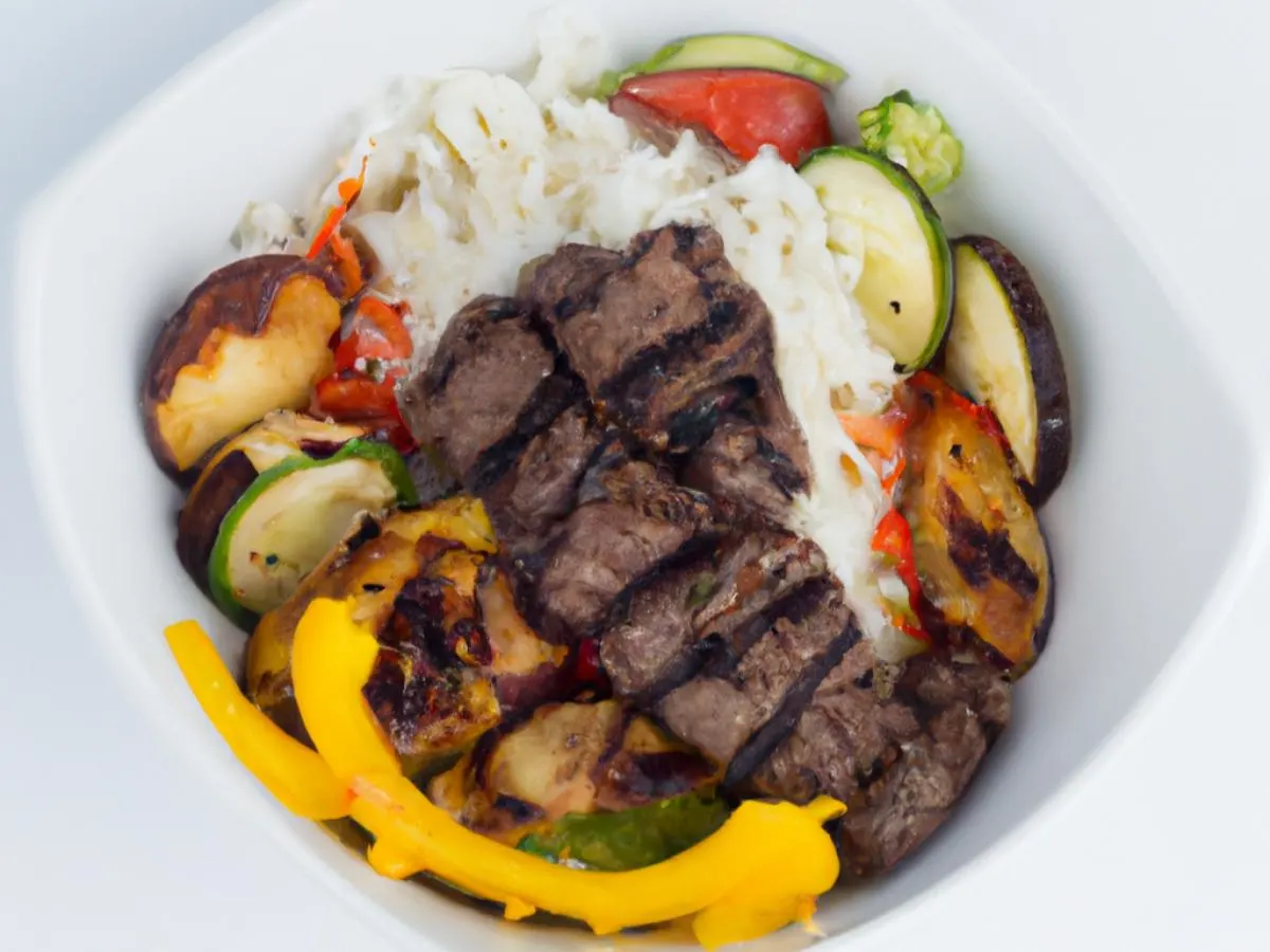 Beef Kabob Bowl with Tahini Sauce and Hummus Beef Kabob Bowl with Tahini Sauce and Hummus